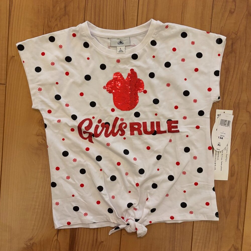 NWT Girls Disney Shirt with Sequins, Size L